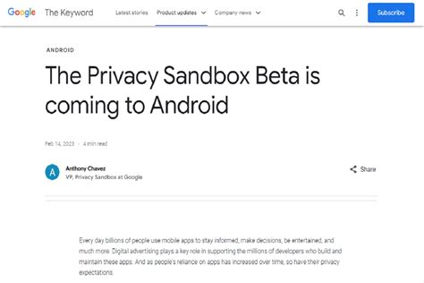 Google, Privacy Sandbox Beta’yı 2023’ün Başlarına Kadar Android 13’te Kullanıma Sunacak